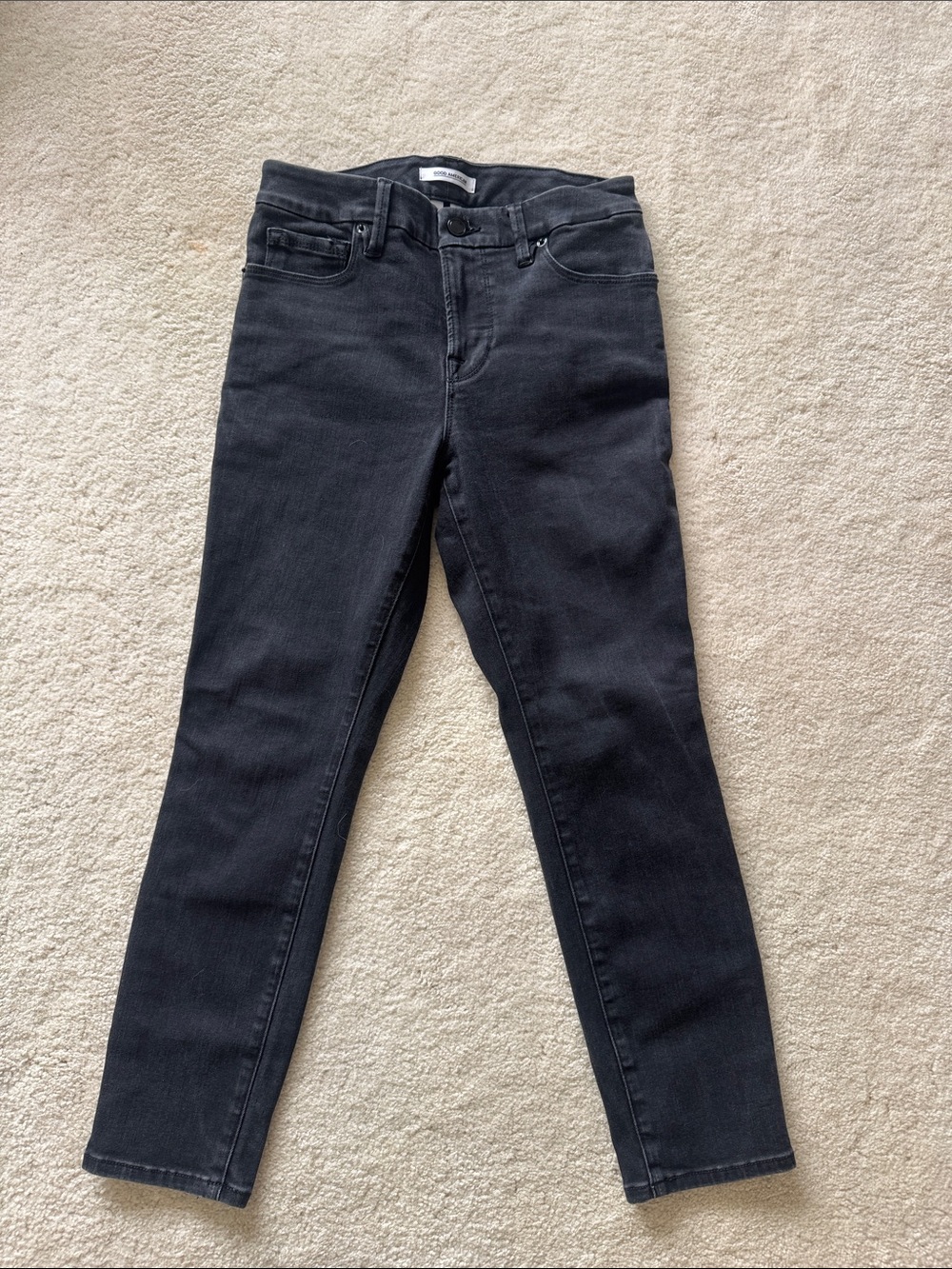 Good American Petite Charcoal Black Skinny High-Rise Jeans
